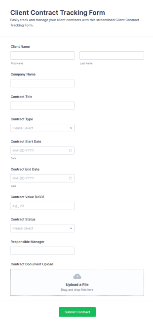 Client Contract Tracking Form Template