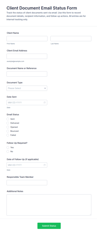 Client Document Email Status Form Template