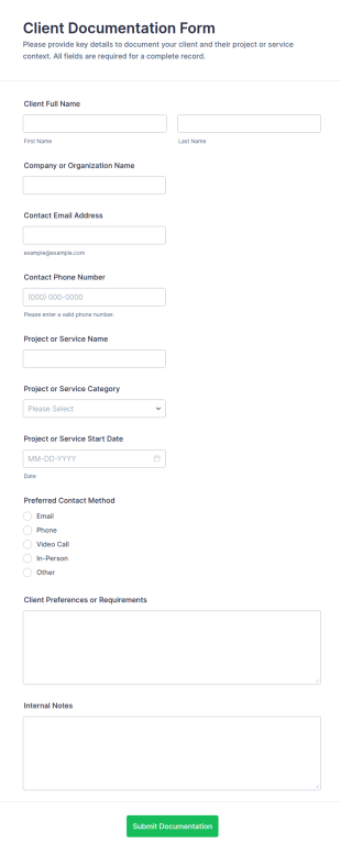 Client Documentation Form Template