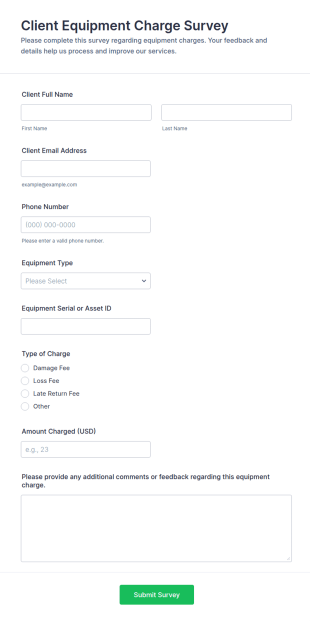 Client Equipment Charge Survey Form Template