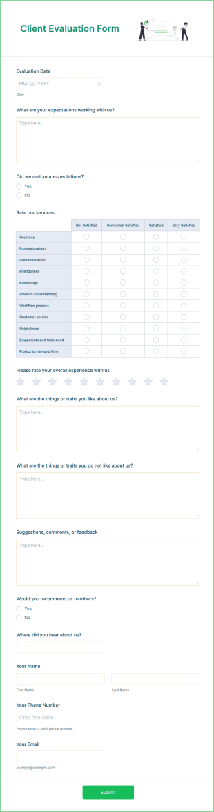Client Evaluation Form Template