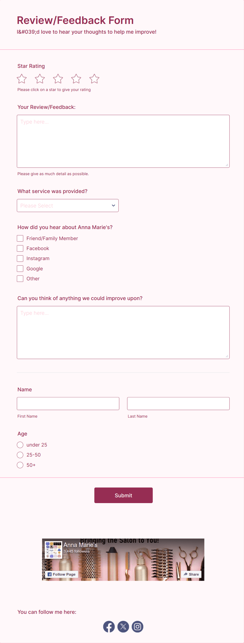 Client Feedback/Review Form Template | Jotform