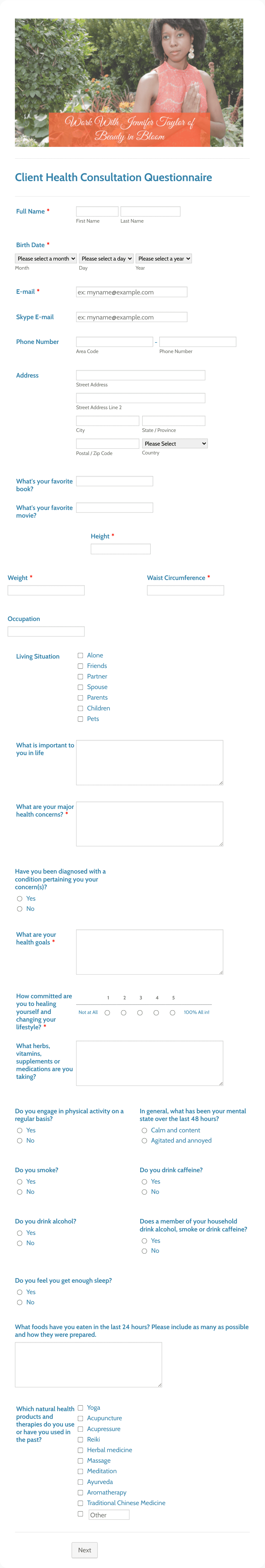 Client Health Consultation Survey Form Template | Jotform
