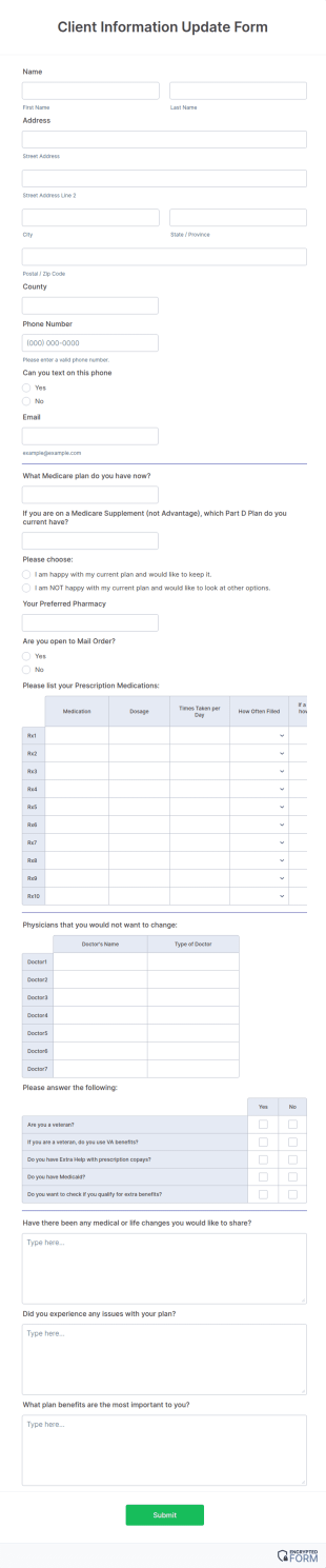Client Information Update Form Template