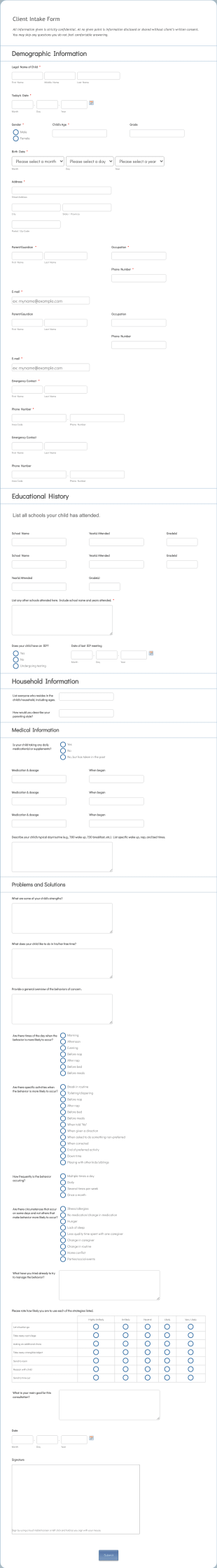 Client Intake 2 Form Template