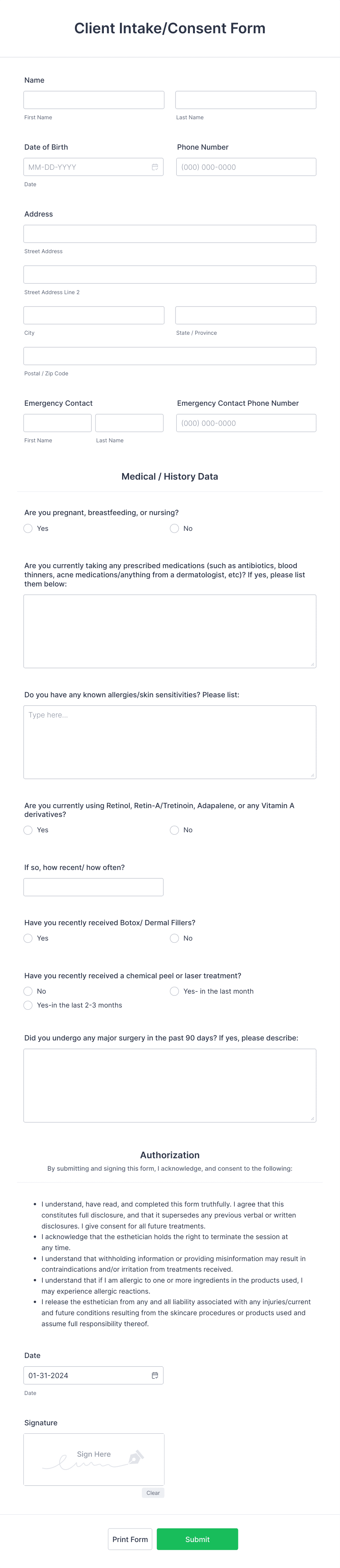 client-intake-consent-form-template-jotform for Free Printable Botox Consent Form Client Intake Consent Form Template | Jotform for Free Printable Botox Consent Form