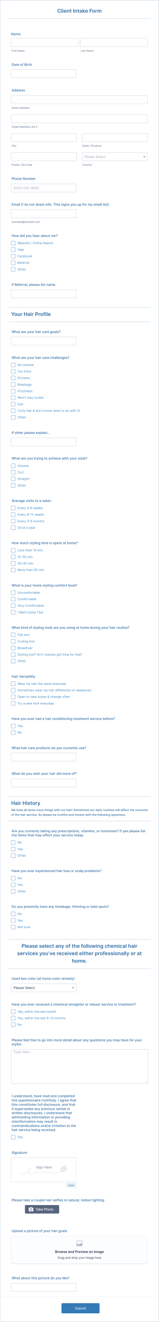 Client Intake Form Circa 1810 Form Template