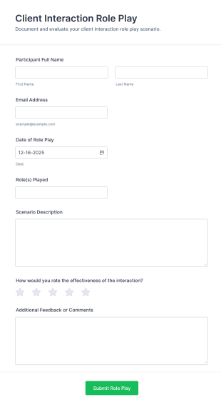 Client Interaction Role Play Form Template