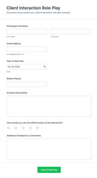 Client Interaction Role Play Form Template