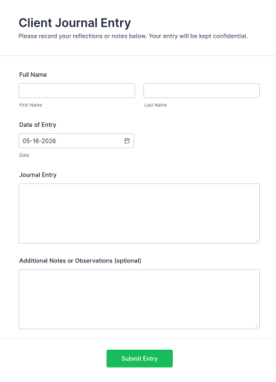 Client Journal Entry Form Template