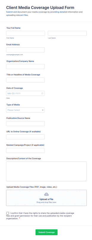 Client Media Coverage Upload Form Template