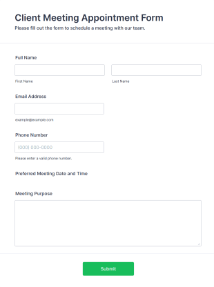 Client Meeting Appointment Form Template