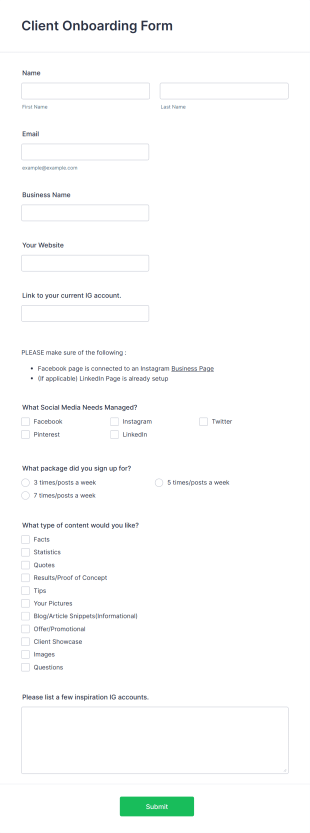 Client Onboarding Form Template