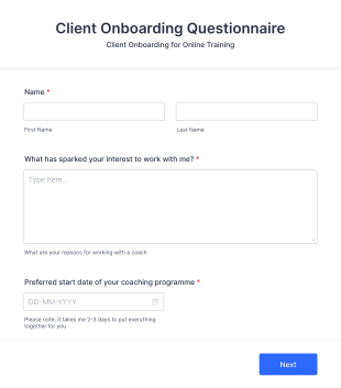 Client Onboarding Questionnaire Form Template