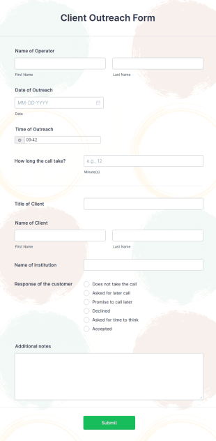 Client Outreach Form Template