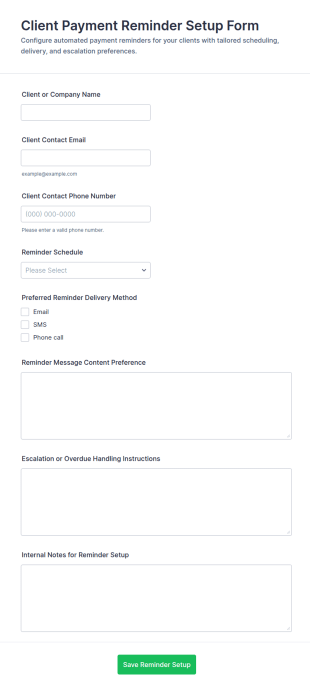 Client Payment Reminder Setup Form Template