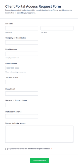 Client Portal Access Request Form Template