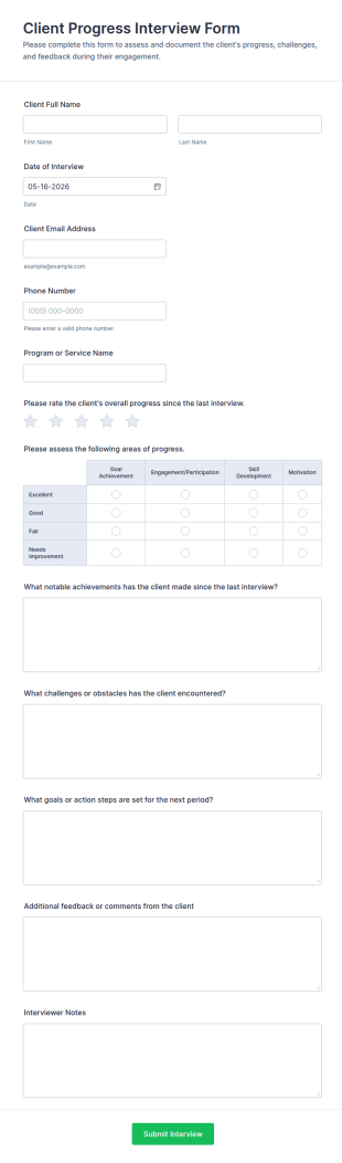 Client Progress Interview Form Template