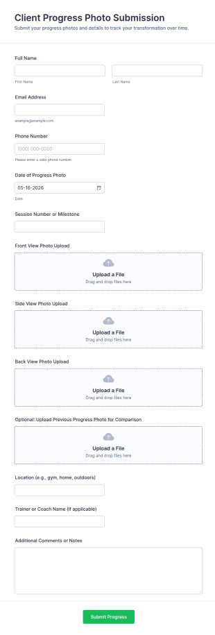 Client Progress Photo Submission Form Template