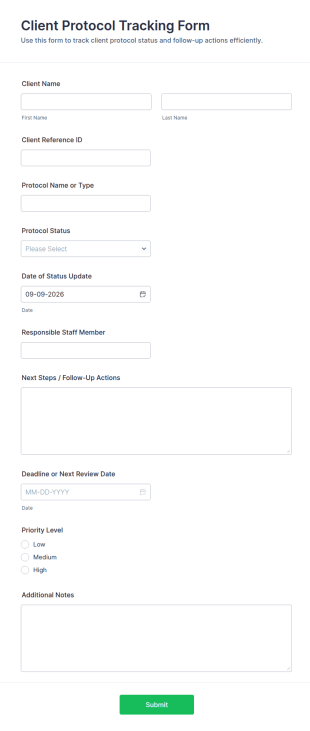 Client Protocol Tracking Form Template
