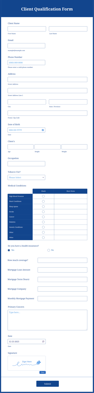 Client Qualification Form Template