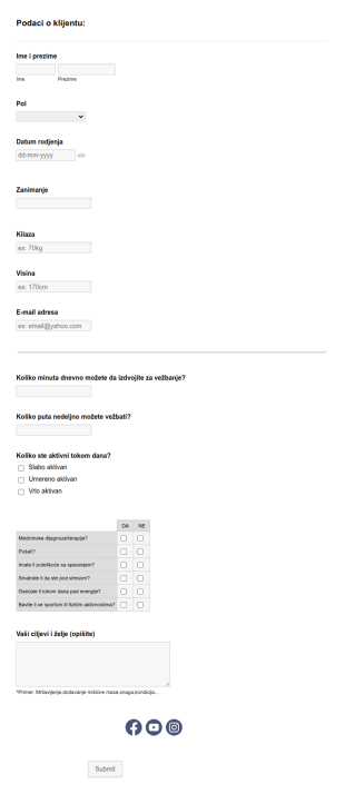 Client Questionnaire In Serbian