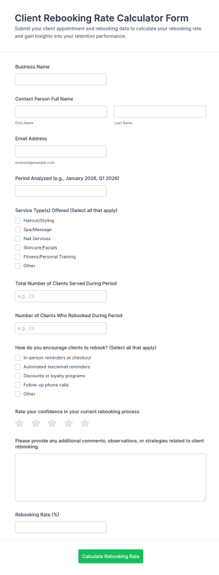 Client Rebooking Rate Calculator Form Template