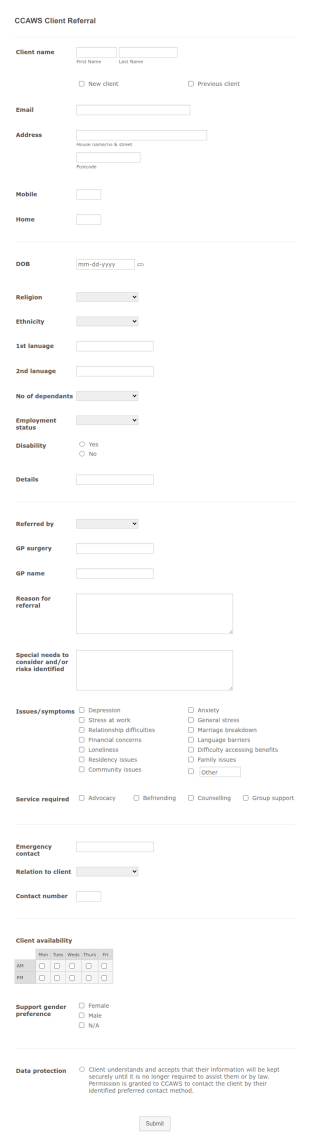Consulting Client Referral Form Template