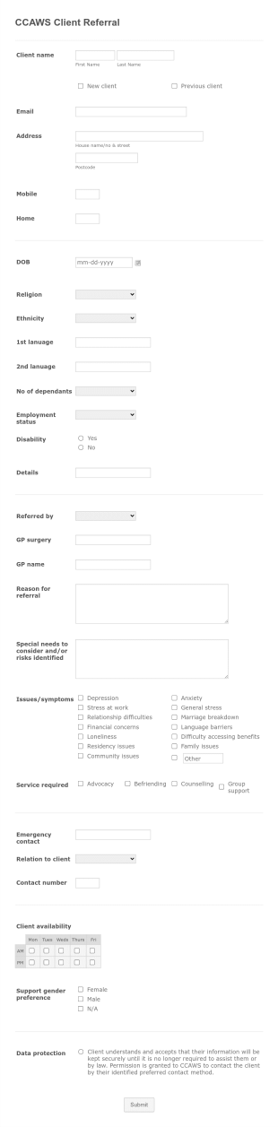 Consulting Client Referral Form Template
