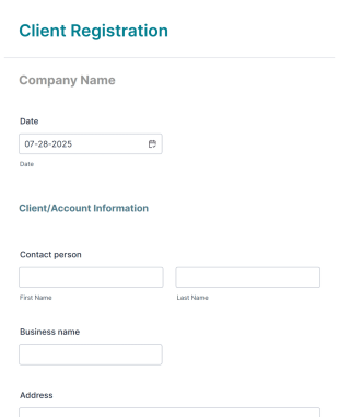 Client Registration Form Template