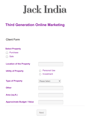 Marketing Client Registration Form Template