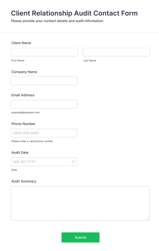 Client Relationship Audit Contact Form Template