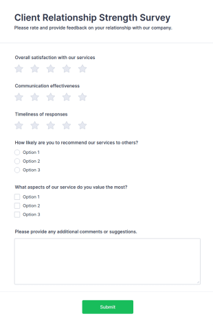 Client Relationship Strength Survey Form Template