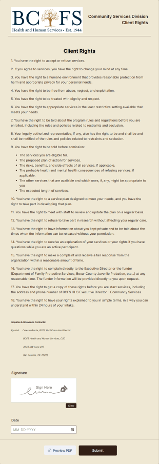 Client Rights Consent Form Template