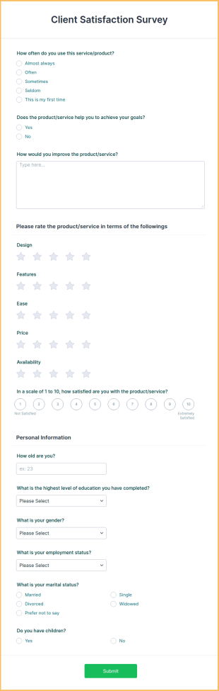 Client Satisfaction Form Template