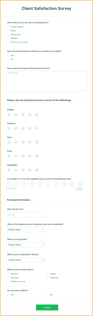 Client Satisfaction Form Template