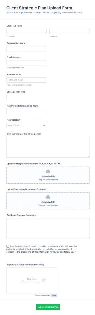 Client Strategic Plan Upload Form Template
