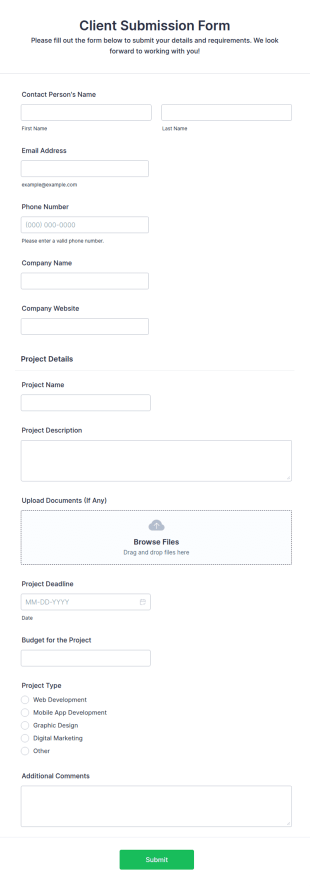 Client Submission Form Template