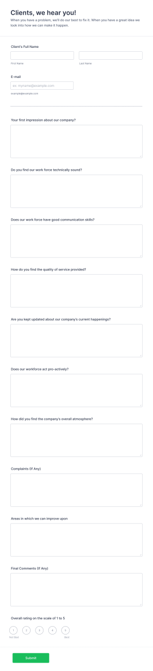 Client Survey Form Template