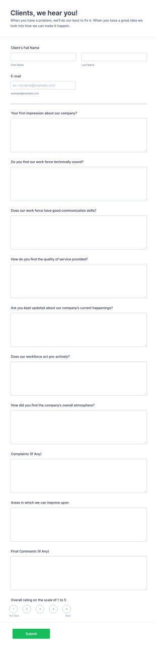 Client Survey Form Template
