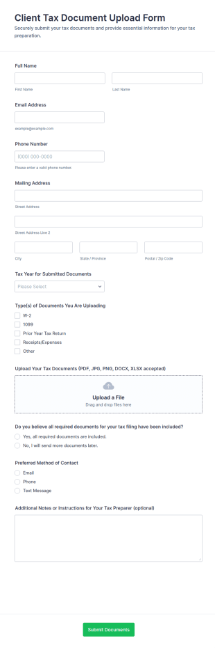 Client Tax Document Upload Form Template