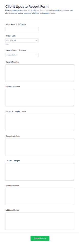 Client Update Report Form Template