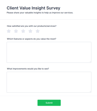 Client Value Insight Survey Form Template