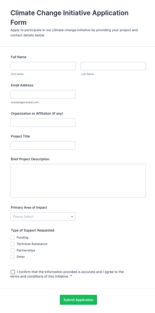 Climate Change Initiative Application Form Template