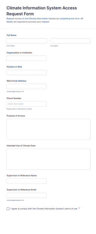 Climate Information System Access Request Form Template