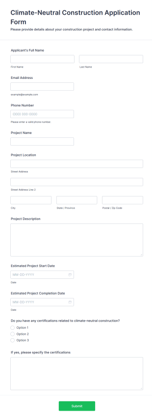 Climate Neutral Construction Application Form Form Template
