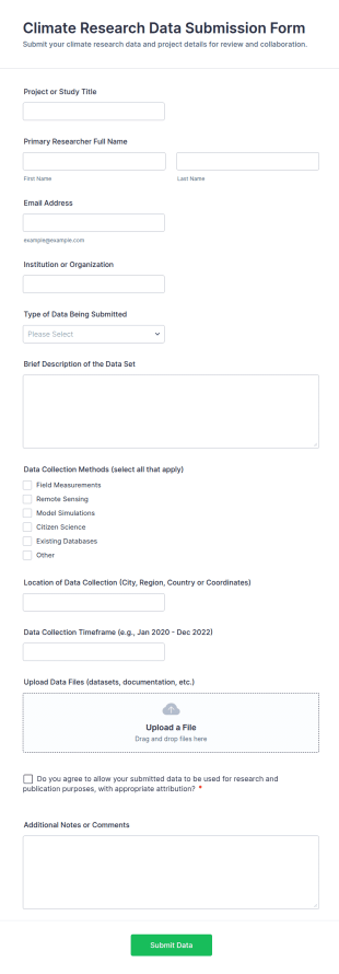 Climate Research Data Submission Form Template