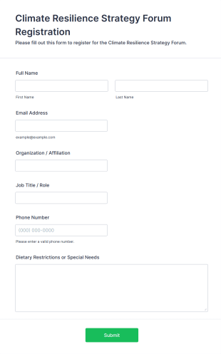 Climate Resilience Strategy Forum Registration Form Template