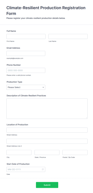 Climate Resilient Production Registration Form Template