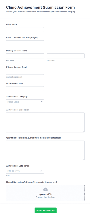 Clinic Achievement Submission Form Template